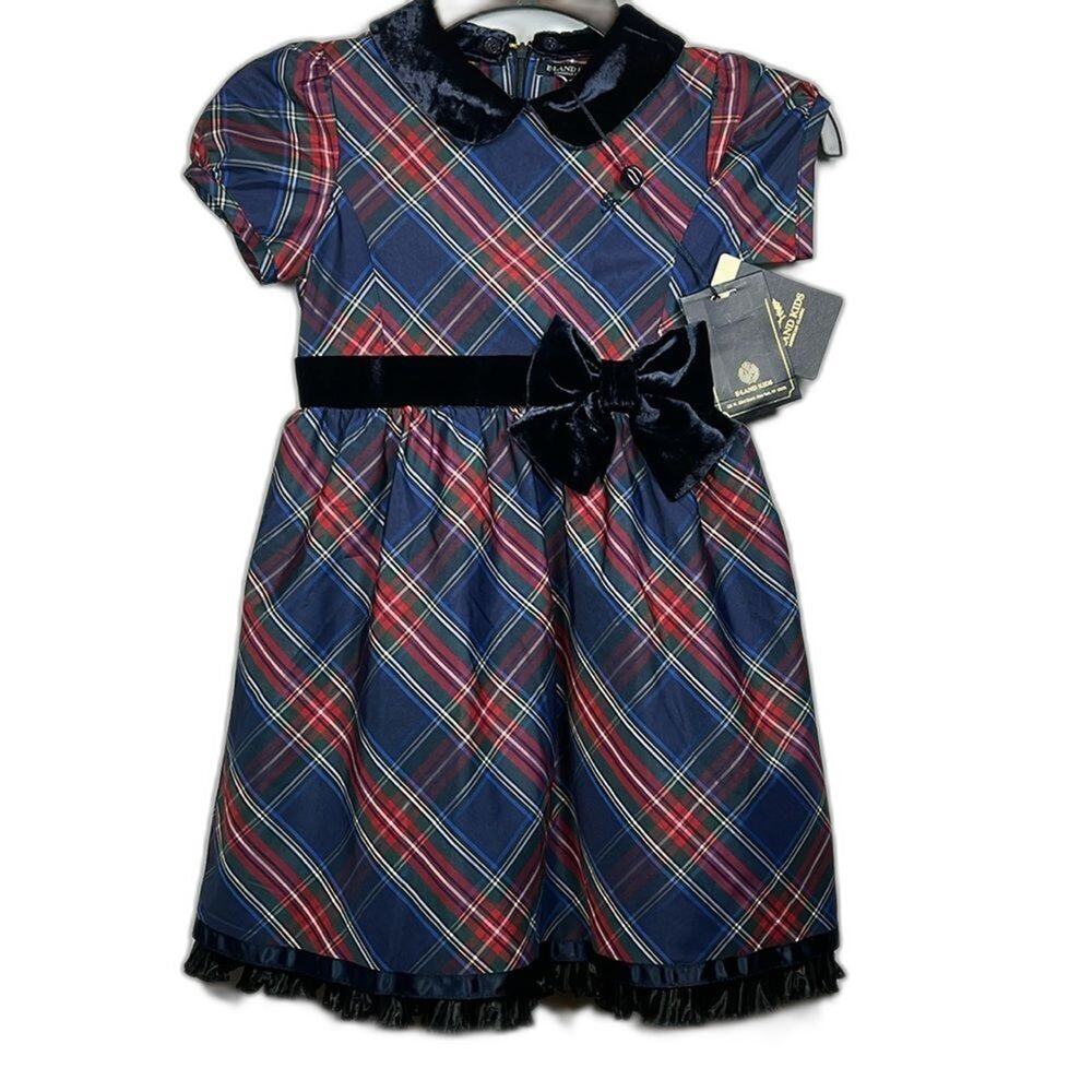 E-Land Kids Plaid Holiday Classic dress Size 120cm(5-6US)